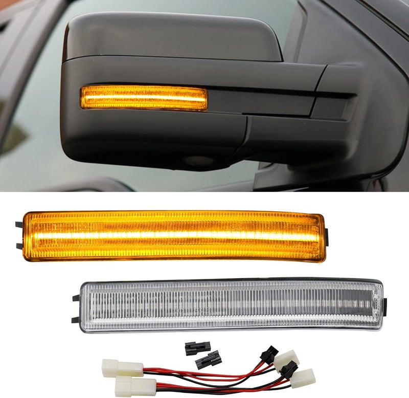 Aexploer Side Mirror Turn Signal Lights LED Assembly Compatible with F150 2009-2014/for Mark LT 2010-2014,Blink Turn Marker Lamp (Clear Len Yellow Light) - Image 1